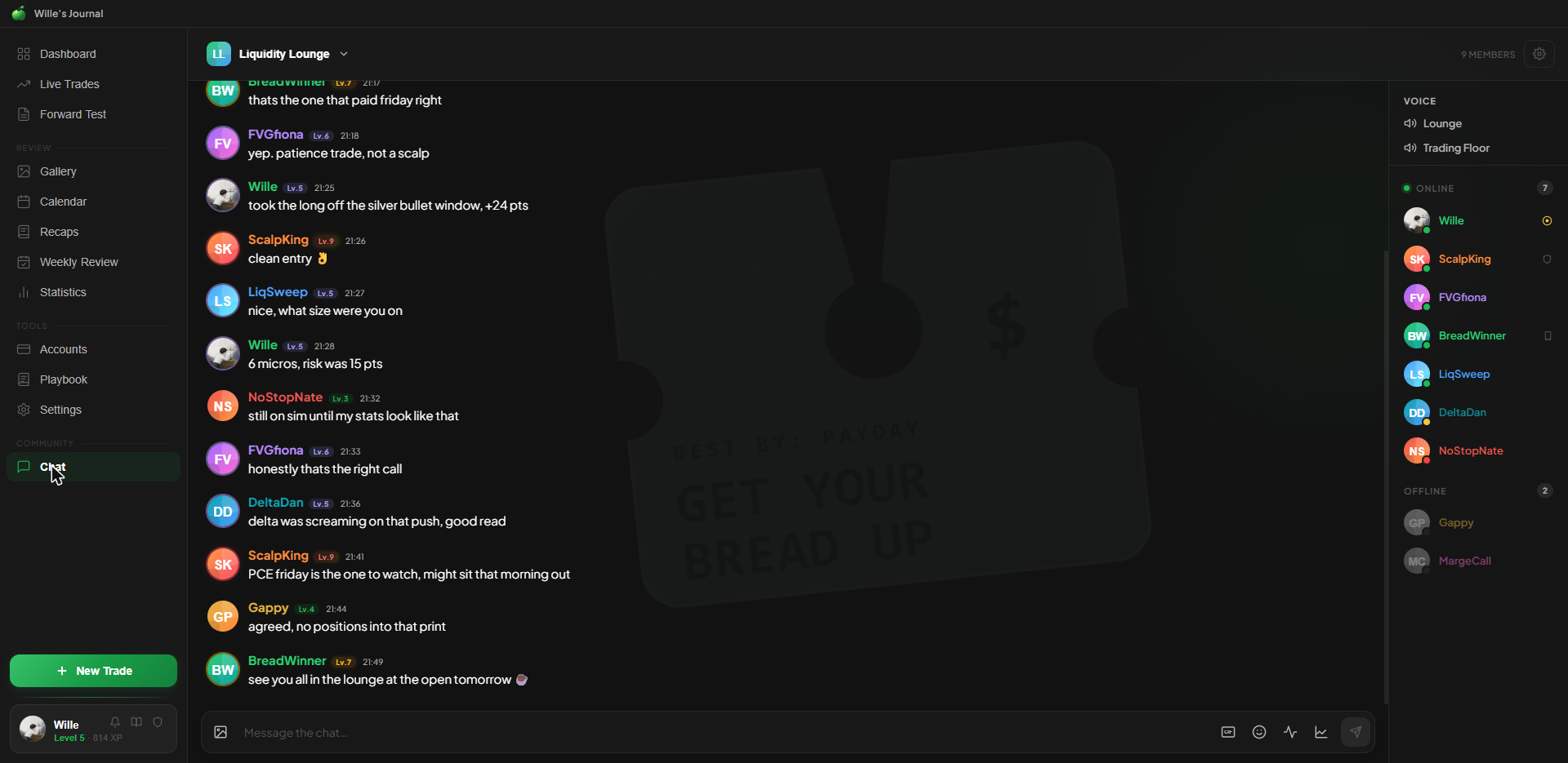 A community chat, with voice channels and the member list beside it